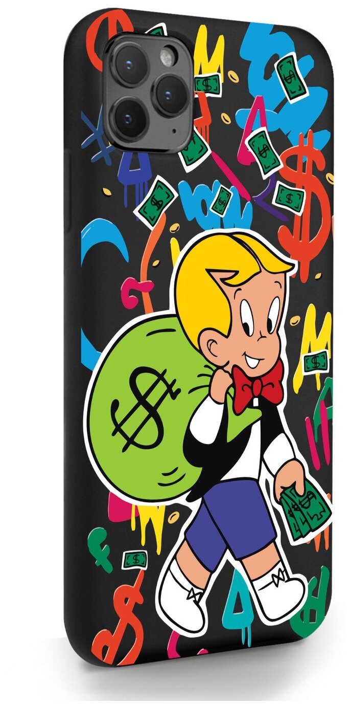 Черный силиконовый чехол MustHaveCase для iPhone 11 Pro Max Monopoly Richie Rich/ Монополи Богатенький Риччи для Айфон 11 Про Макс Противоударный