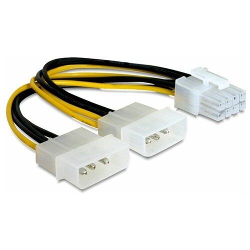 кабель питания для видеокарты 8pin molex 2x 4 pin molex Аксессуар Разветвитель питания Gembird Cablexpert 2х Molex - PCI-Express 8pin CC-PSU-81