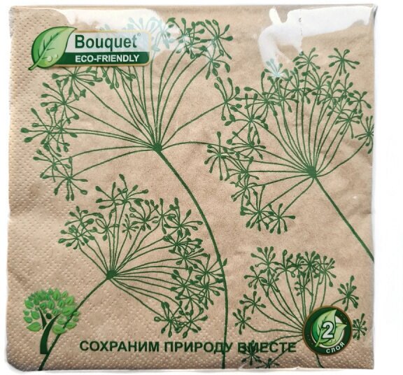 Салфетки Bouquet eco-friendly 33*33, 2хсл.,25л.Крафт «Гармония» - фотография № 1