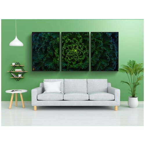 фото Набор модулных постеров для интерьера "зеленый, текстура, шаблон" 60x90 см. в тубусе, без рамки lotsprints