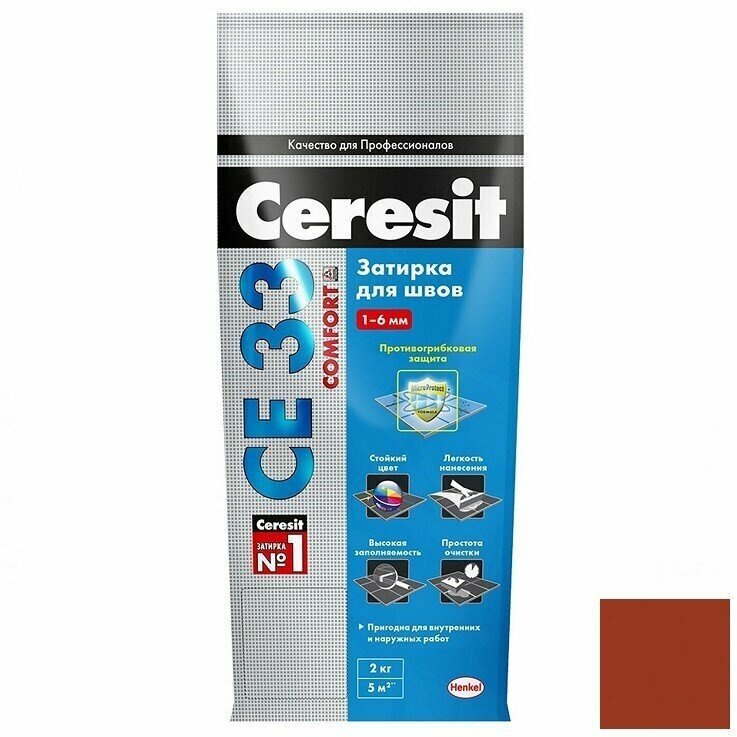 Затирка Ceresit CE 33 Comfort №49 кирпичная 2 кг - фотография № 11