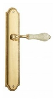 Дверная ручка Venezia "COLOSSEO" белая керамика паутинка на планке PL98 полированная латунь