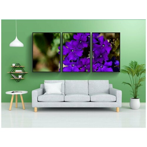 фото Набор модулных постеров для интерьера "цветы, фиолетовый, блум" 60x90 см. в тубусе, без рамки lotsprints