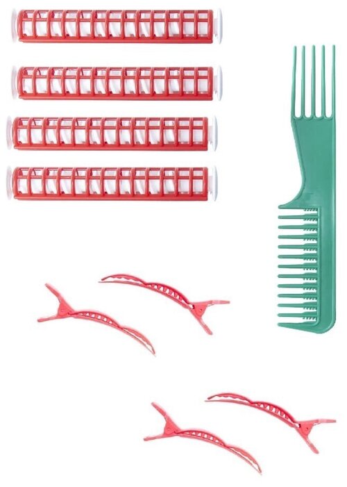 Набор №11 Valexa Термобигуди - 4 шт, D-18мм, расческа Р-13 и 4 зажима, в косметичке КМ2.