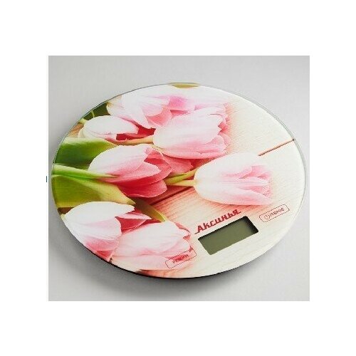 фото Весы аксинья кс-6503 "розовые тюльпаны" 5 кг, стекло 1234967