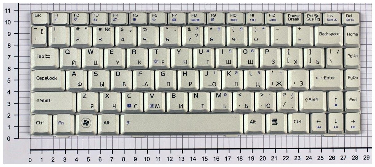 Клавиатура для ноутбуков Asus U6V русская серебристая