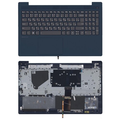 Клавиатура для ноутбука Lenovo IdeaPad 5-15ALC05 82LN черная с синим топкейсом и подсветкой