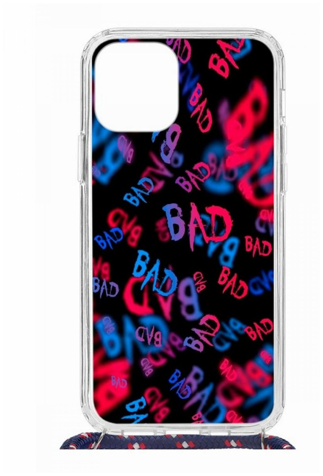 Чехол для Apple iPhone 12,12 Pro Kruche Print MagSafe Magrope Bad,пластиковая накладка со шнурком и рисунком,противоударный силиконовый бампер