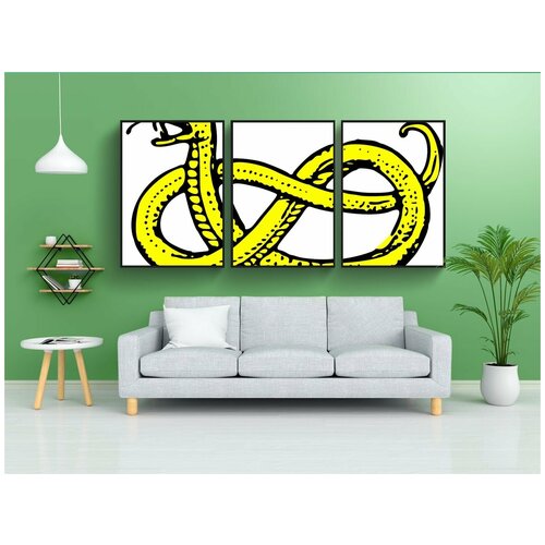 фото Набор модулных постеров для интерьера "змея, желтый, рептилия" 60x90 см. в тубусе, без рамки lotsprints