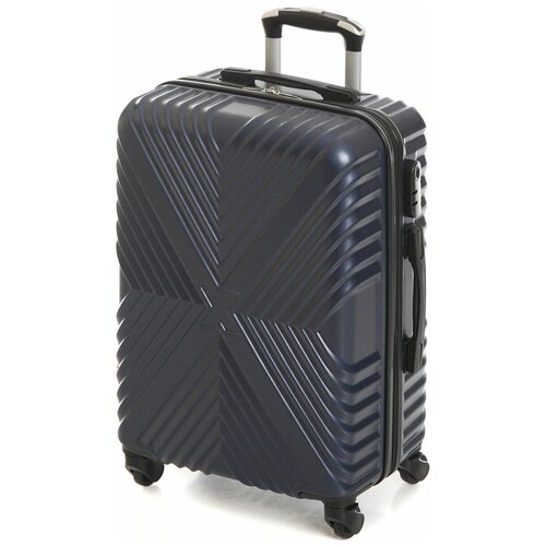 фото Пластиковый чемодан с узором x. цвет темно-синий, размер m. съемные колеса feybaul