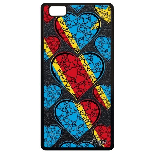 фото Защитный чехол на смартфон // huawei p8 lite 2015 // "флаг конго киншаса с сердцем" страна государственный, utaupia, цветной