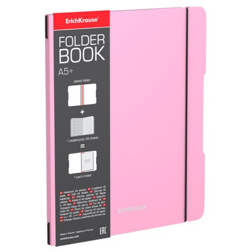 ErichKrause FolderBook Pastel, клетка, 48 л., 4 шт., розовый