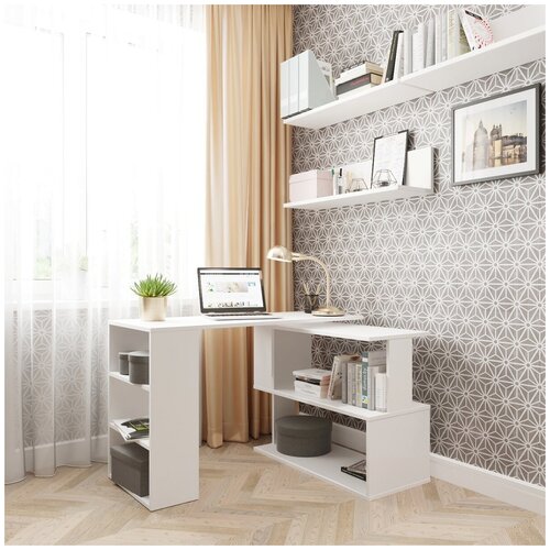 Угловой поворотный стол домус СТР02 белый (120х50 см)