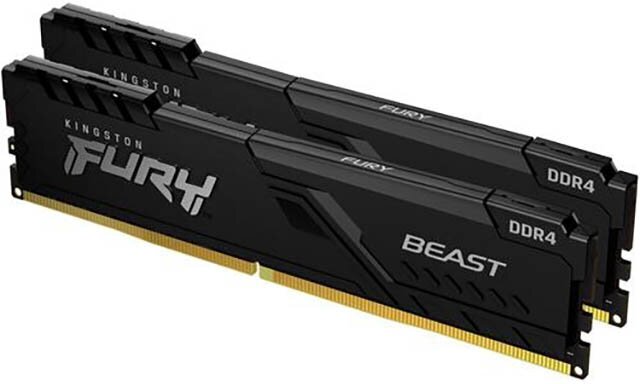 Модуль памяти Kingston Fury Beast Black DDR4 DIMM 3200Mhz PC25600 CL16 - 64Gb (2x32Gb) KF432C16BBK2/64