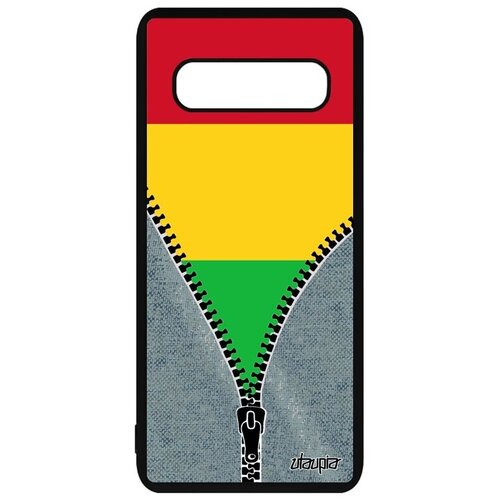 фото Противоударный чехол на телефон // galaxy s10 plus // "флаг мали на молнии" государственный патриот, utaupia, серый