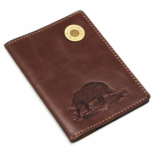 Обложка для паспорта Пергама Кабан из натуральной кожи Коричневый
