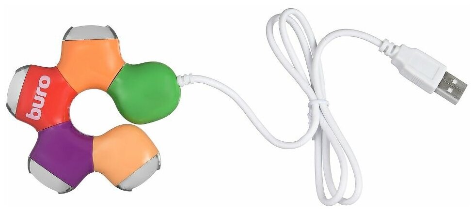 Разветвитель USB 20 Buro BU-HUB4-05-U20-Flower 4 порта разноцветный