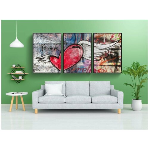 фото Набор модулных постеров для интерьера "сердце, летающий, любовь" 60x90 см. в тубусе, без рамки lotsprints