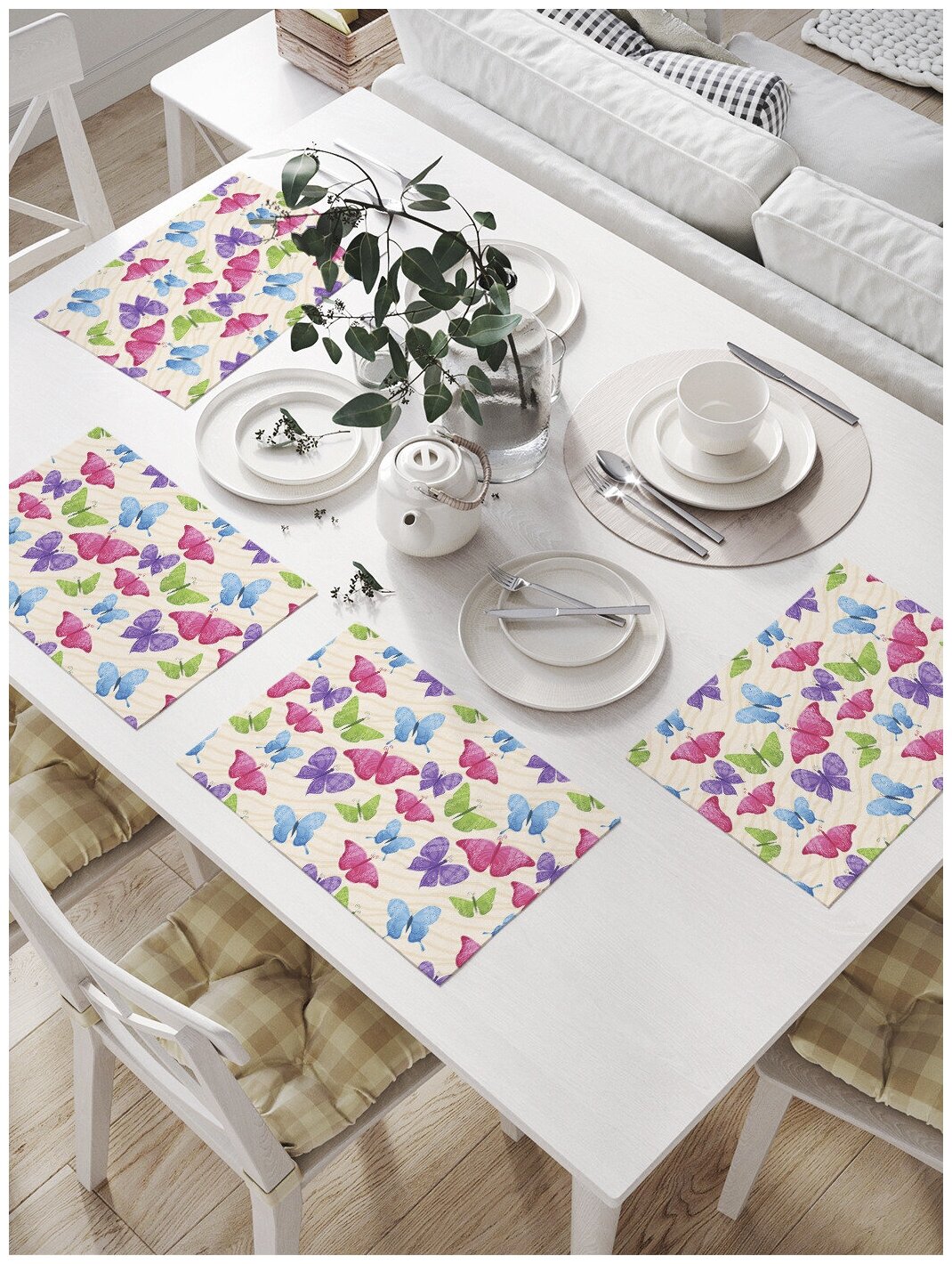 Комплект салфеток JoyArty "Цветные бабочки" для сервировки стола (32х46 см, 4 шт.)