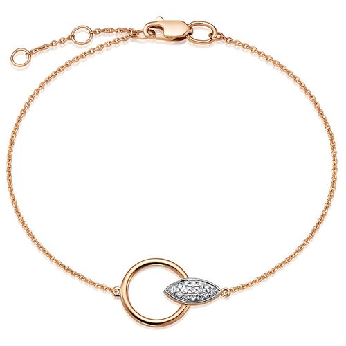 Браслет с 15 бриллиантами 0.075 карат из красного золота 87044 VESNA jewelry, размер 16.5-18.5