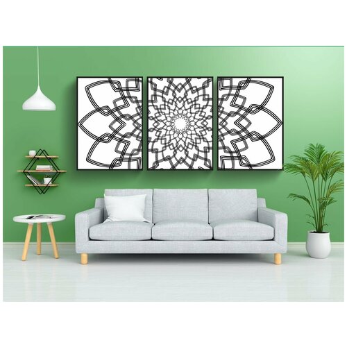 фото Набор модулных постеров для интерьера "цветы, аннотация, белый" 60x90 см. в тубусе, без рамки lotsprints