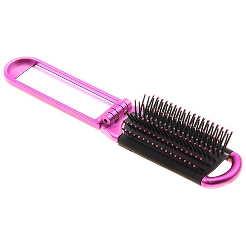 Расческа массажная складная с зеркалом, зеленая