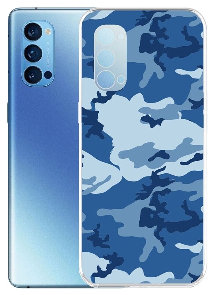 Чехол-накладка Krutoff Clear Case Камуфляж синий для OPPO Reno4 Pro 5G