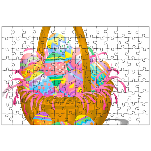 фото Магнитный пазл 27x18см."пасхальная корзина, пасхальные яйца, пасхальный" на холодильник lotsprints