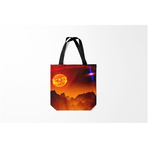 фото Сумка-шоппер / 40х40 см / неоновые принты / космос burnettie