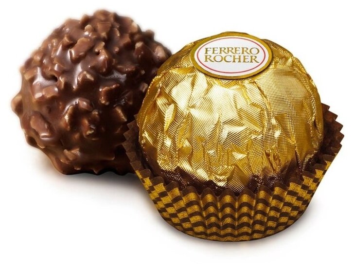 Конфеты хрустящие Ferrero Rocher из молочного шоколада, покрытые измельченными орешками, с начинкой из крема и лесного ореха, 300г - фотография № 4