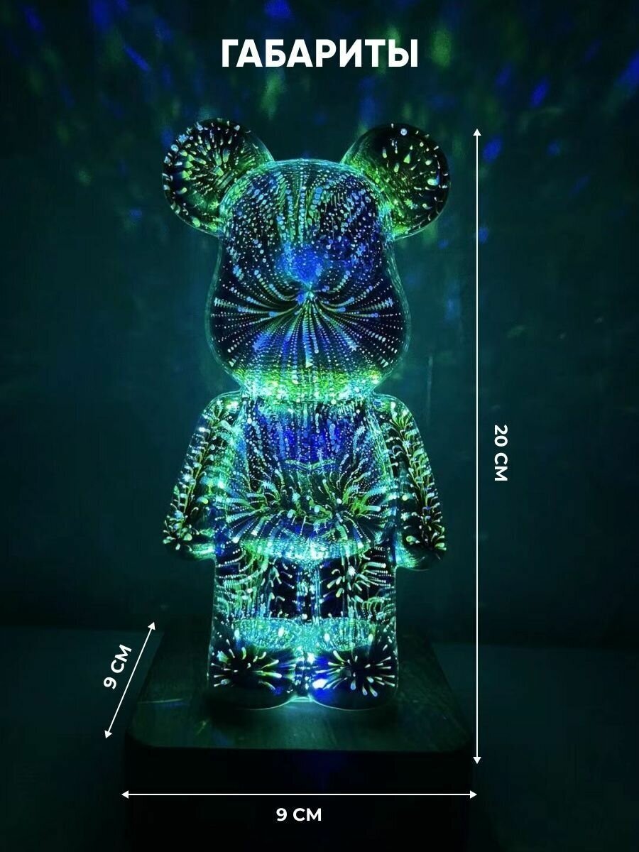 Ночник детский мишка 3D для сна настольный светильник - фотография № 4