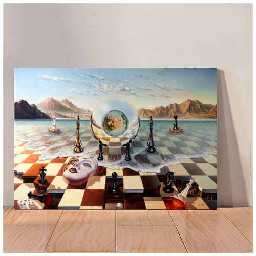фото Картина шахматная доска, 40x53 см, картина на холсте на деревянном подрамнике с настенным креплением вау холст