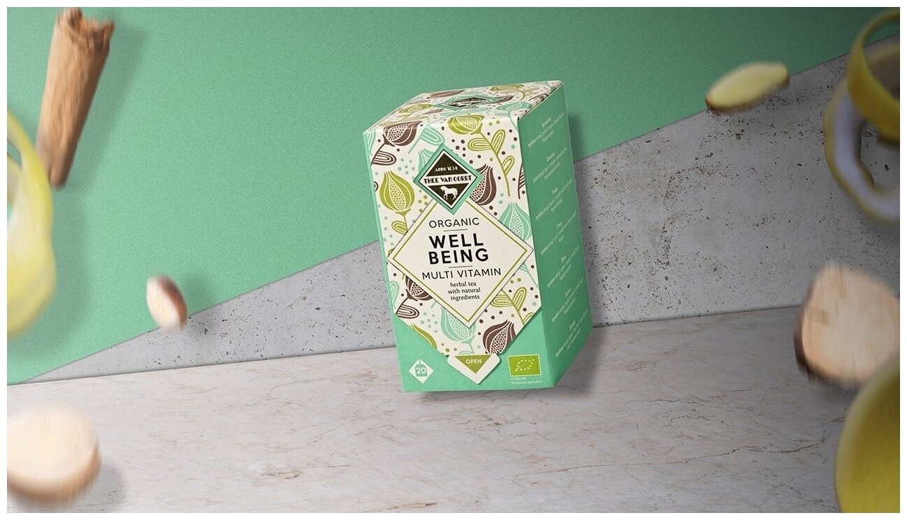 Чайный органический напиток Thee Van Oordt "Well Being Multi Vitamin" / Органический мультивитаминный травяной чай "Хорошее Самочувствие" / 20 пакетиков по 1,43 р - фотография № 2