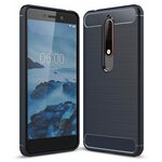 Чехол-накладка Carbon Fibre для Nokia 6 (2018) / Nokia 6.1 (темно-синий) - изображение