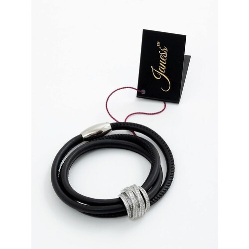 Браслет-колье женский кожаный, бижутерия Janess, со вставками из цирконов с алмазной огранкой.