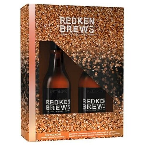 фото Новогодний набор redken brews set 2021 для мужчин (шампунь- кондиционер- гель для душа 3- в-1 300 мл, шампунь 300 мл)