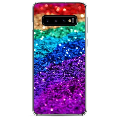 фото Силиконовый чехол "блестящая радуга рисунок" на samsung galaxy s10 / самсунг галакси s10 case place
