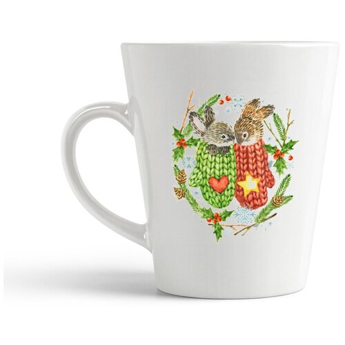 фото Кружка-латте coolpodarok "новый год. зайки в рукавичках"