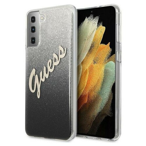 фото Чехол cg mobile guess pc/tpu script logo hard для galaxy s21, цвет черный градиент (guhcs21spcuglsbk) guhcs21spcuglsbk