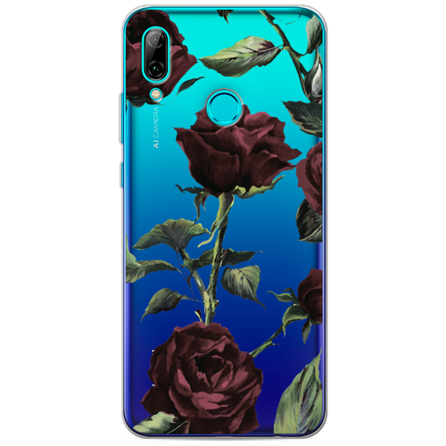 фото Силиконовый чехол бордовые розы фон на huawei p smart 2019 case place