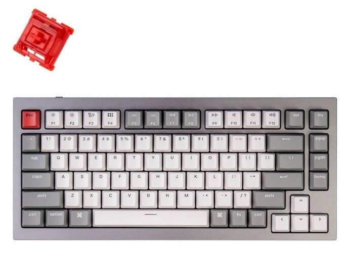 Беспроводная механическая клавиатура QMK Keychron Q1 84 клавиши алюминиевый корпус RGB подстветка Gateron G Phantom Red Switch цвет черный