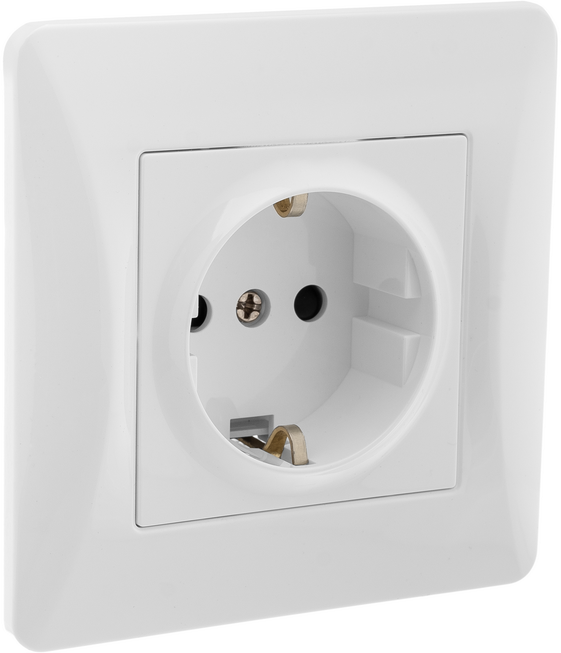 Розетка СП 1 постовая со шторками UGRA с заземлением белый Gusi Electric - фото №1