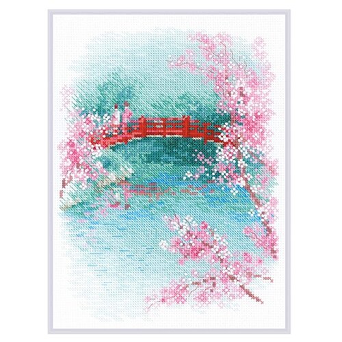 фото 1745 набор для вышивания риолис 'сакура. мостик'18*24см