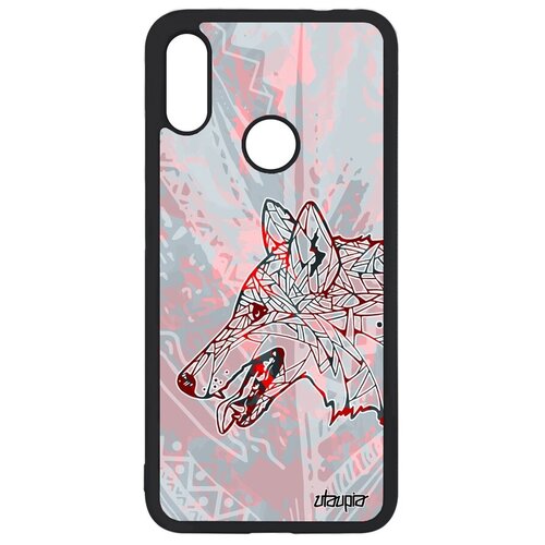 фото Дизайнерский чехол на телефон // xiaomi redmi note 7 // "волк" древний дизайн, utaupia, розовый