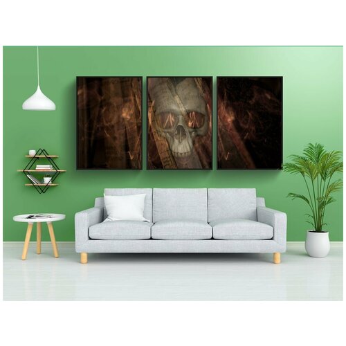 фото Набор модулных постеров для интерьера "колдовской час, череп и скрещенные кости, книги" 60x90 см. в тубусе, без рамки lotsprints