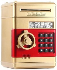 Детский сейф-копилка электронная для денег / развивающая / электронная / интерактивная / золотая