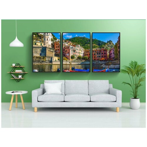 фото Набор модулных постеров для интерьера "италия, море, лодки" 60x90 см. в тубусе, без рамки lotsprints