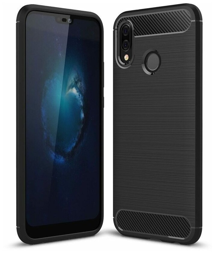 Чехол-накладка Carbon Fibre для Huawei P20 Lite / nova 3e (черный)