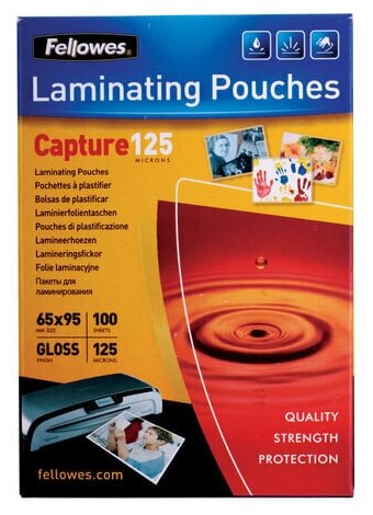 Пленки-заготовки для ламинирования малого формата 65х95 мм комплект 100 шт 125 мкм FELLOWES FS-53067 530004 342₽
