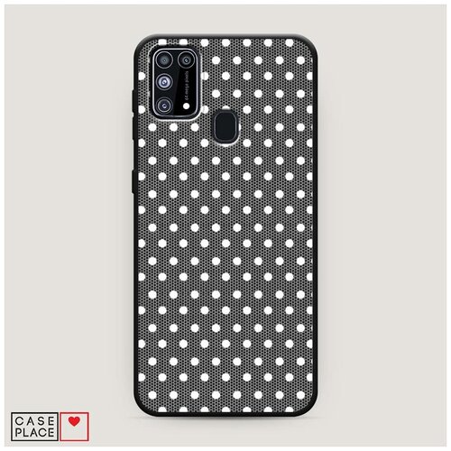 фото Чехол силиконовый матовый samsung galaxy m31 сетка в горох белая case place